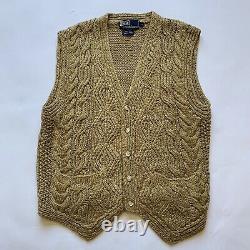 Polo RALPH LAUREN Medium Hand Knit Vest 100% Jute Vintage Womens M