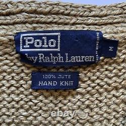 Polo RALPH LAUREN Medium Hand Knit Vest 100% Jute Vintage Womens M