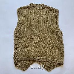 Polo RALPH LAUREN Medium Hand Knit Vest 100% Jute Vintage Womens M