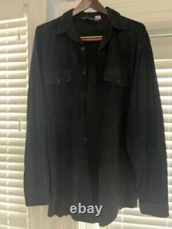 Polo Ralph Lauren 100% Suede Overshirt Vintage Black Jacket Shirt Mens Shirt XL