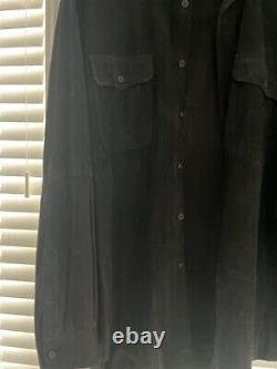 Polo Ralph Lauren 100% Suede Overshirt Vintage Black Jacket Shirt Mens Shirt XL