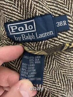 Polo Ralph Lauren 38R Brown Blazer Jacket RRL VTG Rugby Herringbone Tweed Small