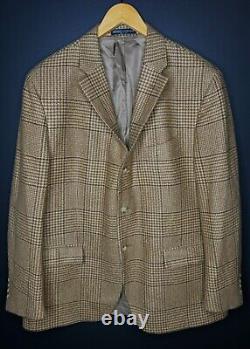 Polo Ralph Lauren 46R Blazer Jacket RRL Brown Houndstooth Cashmere VTG Coat XL