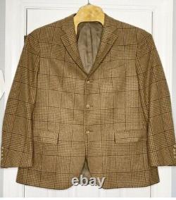 Polo Ralph Lauren 46R Blazer Jacket RRL Brown Houndstooth Cashmere VTG Coat XL