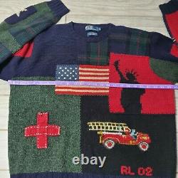 Polo Ralph Lauren 911 Tribute Sweater Vintage Rare Men XL Hand Knit 2002
