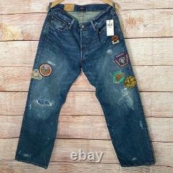 Polo Ralph Lauren Authentic Denim Vintage Classic Fit Patchwork Distressed 34/30