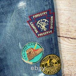 Polo Ralph Lauren Authentic Denim Vintage Classic Fit Patchwork Distressed 34/30