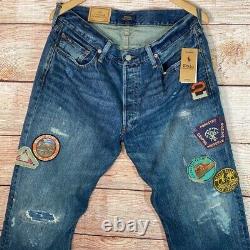 Polo Ralph Lauren Authentic Denim Vintage Classic Fit Patchwork Distressed 34/30