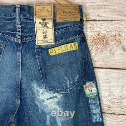 Polo Ralph Lauren Authentic Denim Vintage Classic Fit Patchwork Distressed 34/30