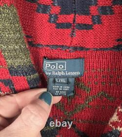 Polo Ralph Lauren Aztec Sweater Vintage Shawl Collar Boys L XL Men's XS