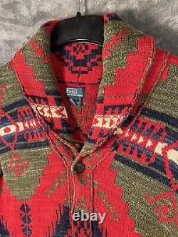 Polo Ralph Lauren Aztec Sweater Vintage Shawl Collar Boys L XL Men's XS