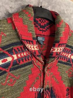 Polo Ralph Lauren Aztec Sweater Vintage Shawl Collar Boys L XL Men's XS