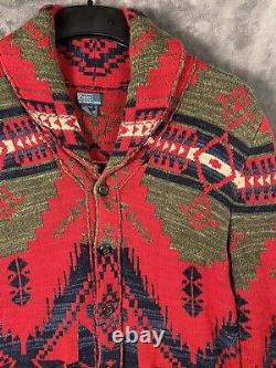 Polo Ralph Lauren Aztec Sweater Vintage Shawl Collar Boys L XL Men's XS