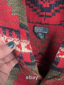 Polo Ralph Lauren Aztec Sweater Vintage Shawl Collar Boys L XL Men's XS