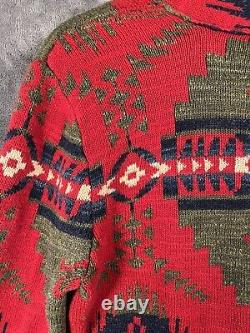 Polo Ralph Lauren Aztec Sweater Vintage Shawl Collar Boys L XL Men's XS