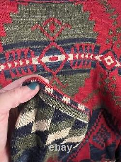 Polo Ralph Lauren Aztec Sweater Vintage Shawl Collar Boys L XL Men's XS