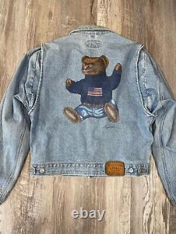 Polo Ralph Lauren Bear Denim Jacket Size M Vintage MiUSA