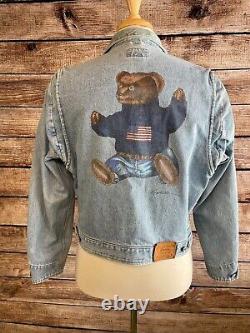 Polo Ralph Lauren Bear Denim Jacket Size M Vintage MiUSA