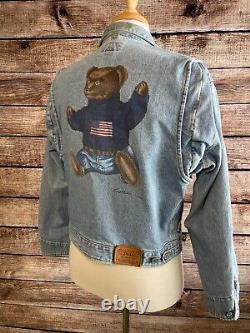 Polo Ralph Lauren Bear Denim Jacket Size M Vintage MiUSA