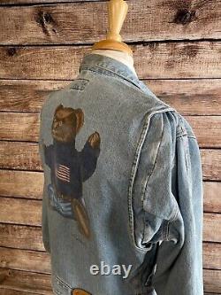 Polo Ralph Lauren Bear Denim Jacket Size M Vintage MiUSA