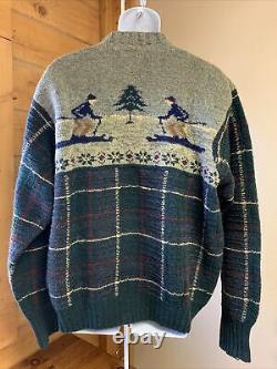Polo Ralph Lauren Black Label VTG hand knit wool men's sweater XL skier Motif
