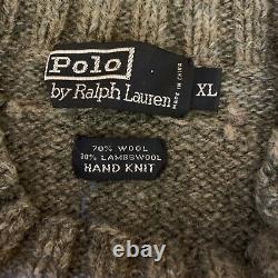 Polo Ralph Lauren Black Label VTG hand knit wool men's sweater XL skier Motif
