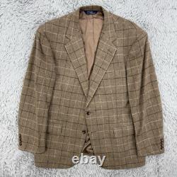 Polo Ralph Lauren Blazer Mens 41 (fits 44) Windowpane VTG Made In USA 100% Wool