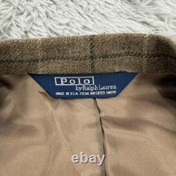 Polo Ralph Lauren Blazer Mens 41 (fits 44) Windowpane VTG Made In USA 100% Wool