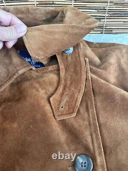 Polo Ralph Lauren Brown Suede Leather Lined Peacoat RARE! Vintage