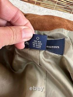Polo Ralph Lauren Brown Suede Leather Lined Peacoat RARE! Vintage