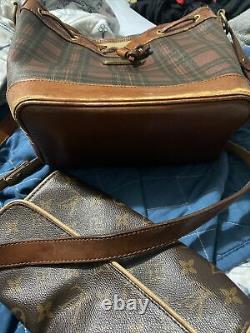 Polo Ralph Lauren Bucket Bag Houndstooth with Leather trim Vintage