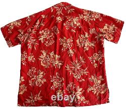 Polo Ralph Lauren Button Shirt Mens Large Red Vintage Camp Floral Tropical L