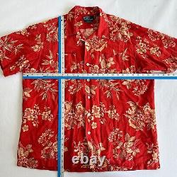 Polo Ralph Lauren Button Shirt Mens Large Red Vintage Camp Floral Tropical L