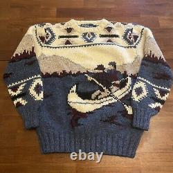 Polo Ralph Lauren Canoe Sweater Jumper Hand Knit Sportsman Wool VTG RARE S Aztec