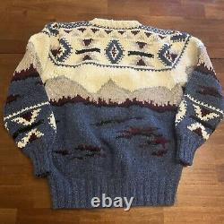 Polo Ralph Lauren Canoe Sweater Jumper Hand Knit Sportsman Wool VTG RARE S Aztec