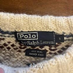 Polo Ralph Lauren Canoe Sweater Jumper Hand Knit Sportsman Wool VTG RARE S Aztec