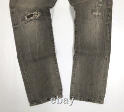 Polo Ralph Lauren Classic Fit Vintage Distressed Repaired Stitched Gray Jeans