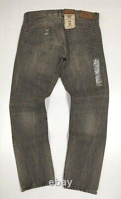 Polo Ralph Lauren Classic Fit Vintage Distressed Repaired Stitched Gray Jeans