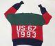 Polo Ralph Lauren Color Block Knit Sweater Snow Beach Us-67 Cp 1993 Vtg Retro L