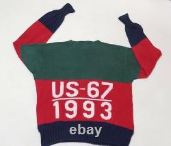 Polo Ralph Lauren Color Block Knit Sweater Snow Beach US-67 CP 1993 VTG Retro L