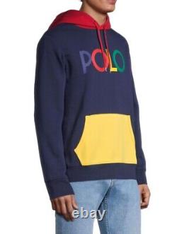 Polo Ralph Lauren Colorblocked Rugby Rainbow Fleece Pullover Sweatshirt Hoodie