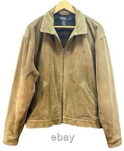 Polo Ralph Lauren Corduroy Bomber Jacket Men's L Flannel Lined Vintage