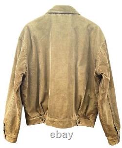 Polo Ralph Lauren Corduroy Bomber Jacket Men's L Flannel Lined Vintage