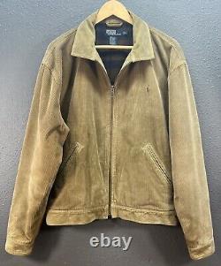 Polo Ralph Lauren Corduroy Bomber Jacket Men's L Flannel Lined Vintage