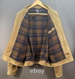 Polo Ralph Lauren Corduroy Bomber Jacket Men's L Flannel Lined Vintage