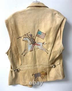 Polo Ralph Lauren Country Vintage Leather Vest RARE DETAILED MEDIUM