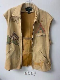 Polo Ralph Lauren Country Vintage Leather Vest RARE DETAILED MEDIUM