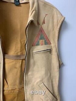 Polo Ralph Lauren Country Vintage Leather Vest RARE DETAILED MEDIUM