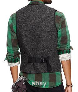 Polo Ralph Lauren Denim And & Supply Gray Wool Polyester Twill Beach Vest $225+p