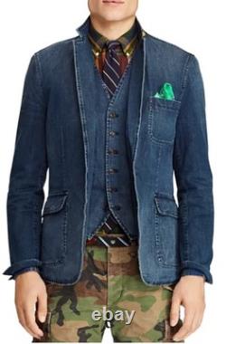Polo Ralph Lauren Denim Blazer Size 44L Vintage Excellent Condition